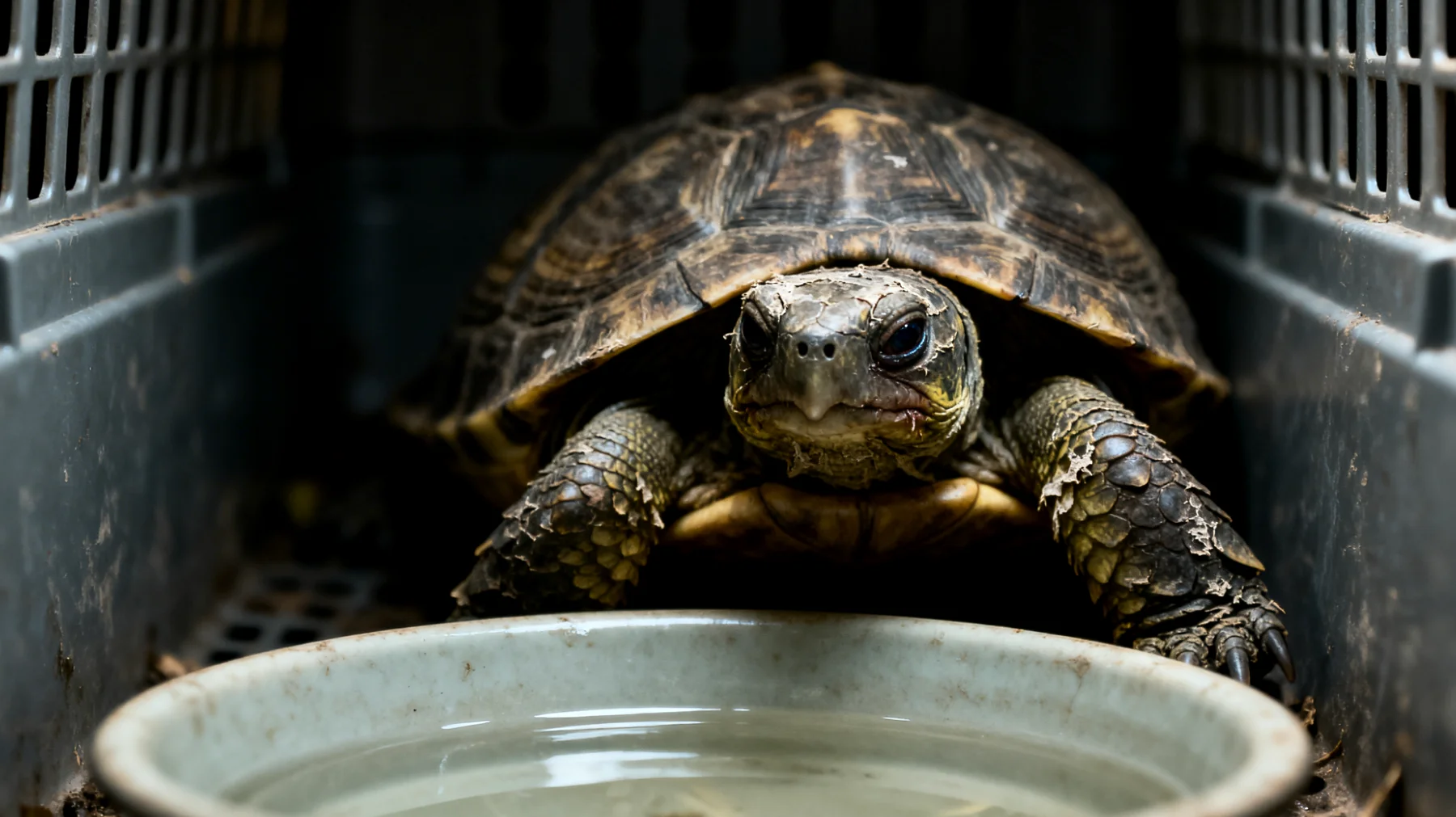 Schildkröten leiden unter Stress und Dehydrierung während des Transports, da sie längere Reisen ohne geeignete Temperaturregulierung und Feuchtigkeitskontrolle schlecht vertragen"